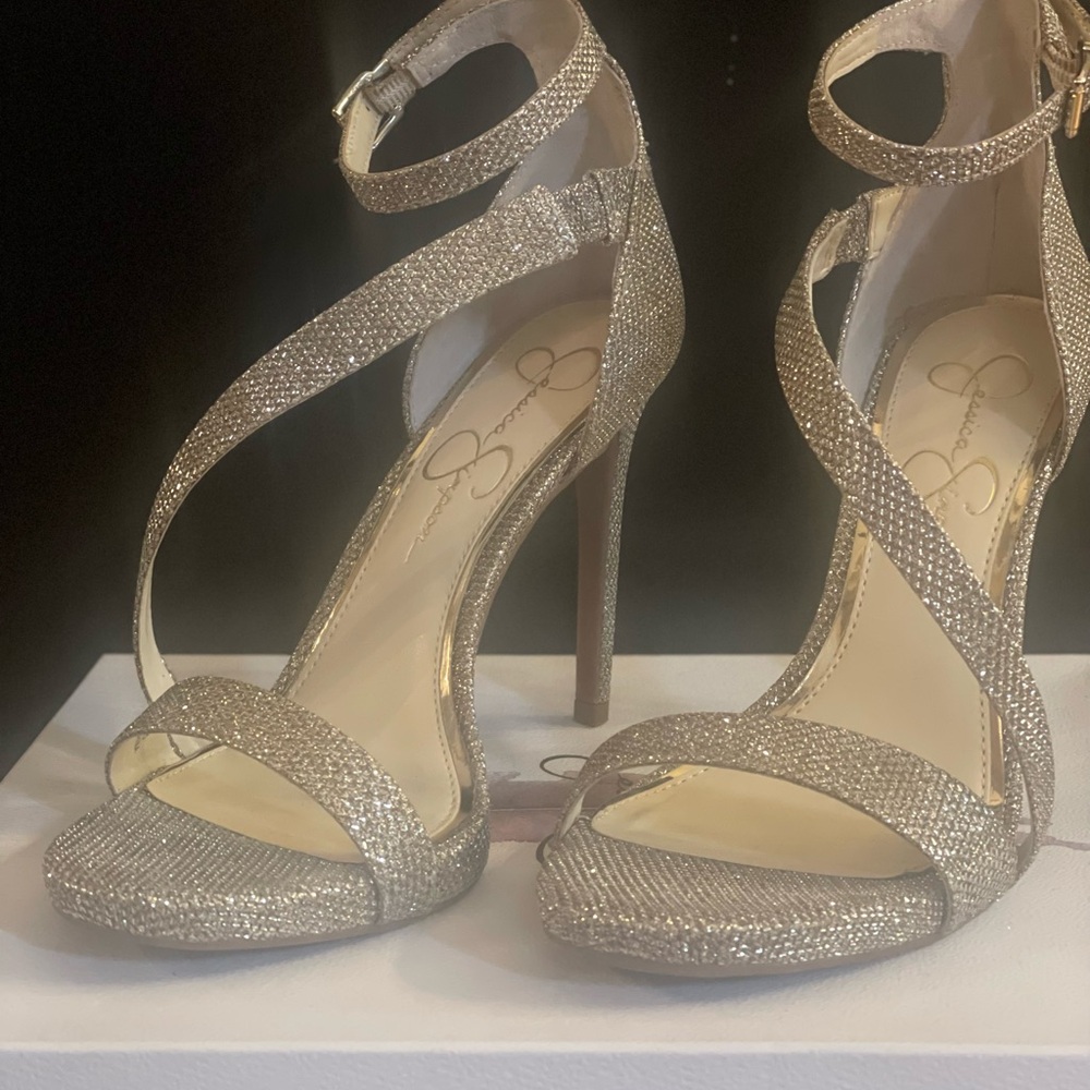 Jessica Simpson Glittering Gold Strappy Heels